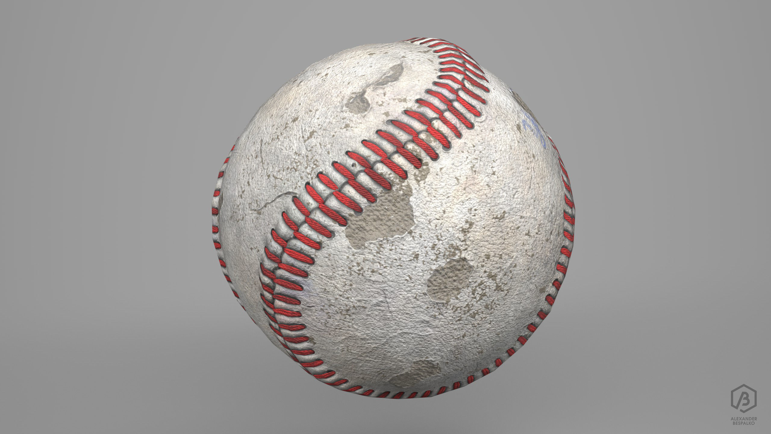 Game Ready Worn Baseball Ball Free low-poly 3D model_1
