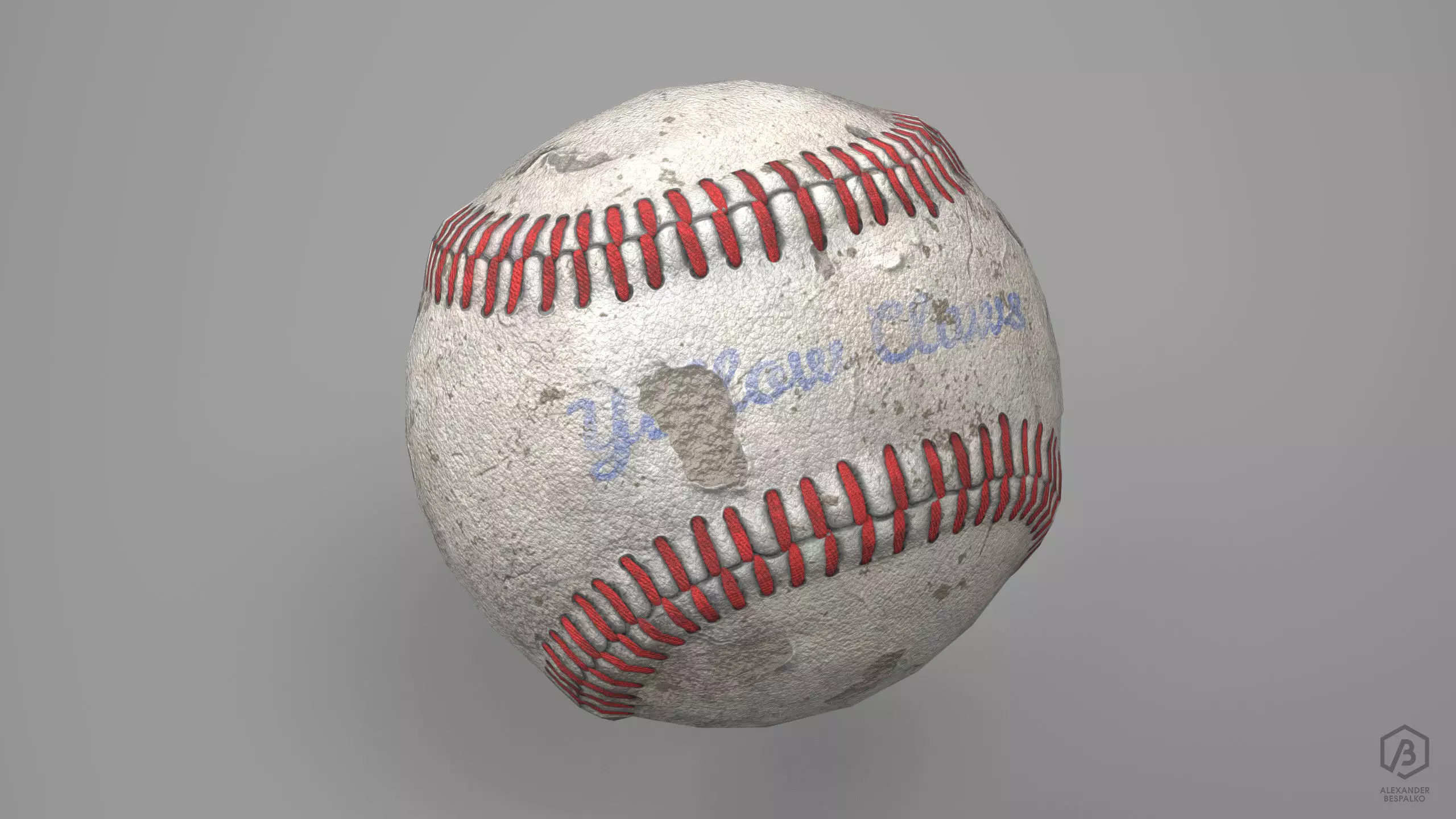 Game Ready Worn Baseball Ball Free low-poly 3D model_0