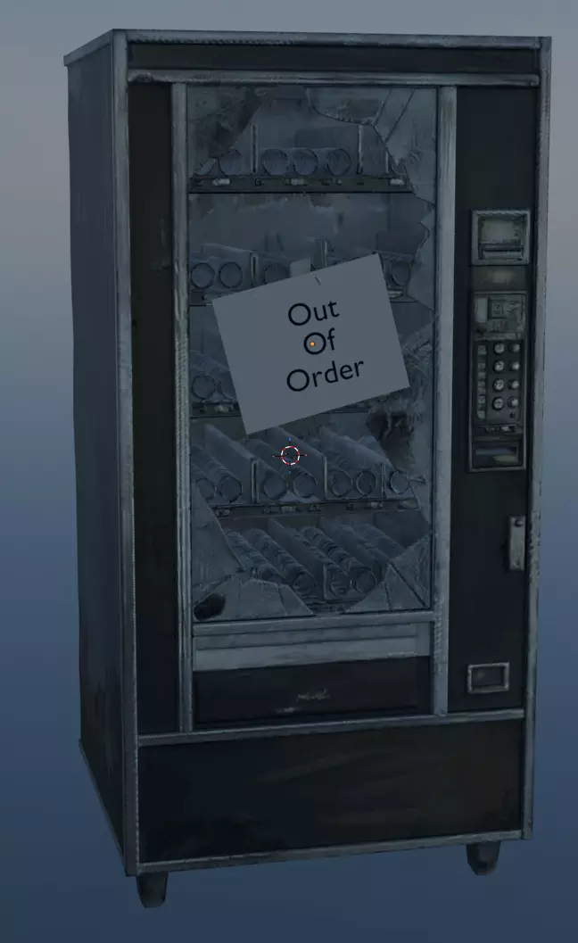 Broken Vending Machine with Out of Order Sign Low-poly 3D model