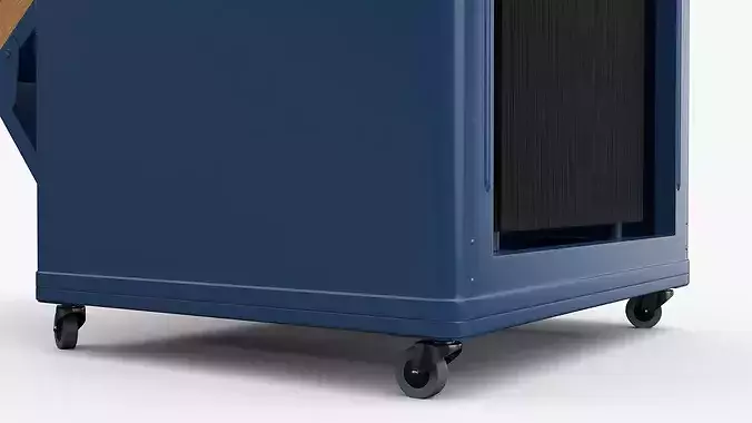 Retro Chest-Type Beverage Cooler with Rotating Rack Blue 3D model 6