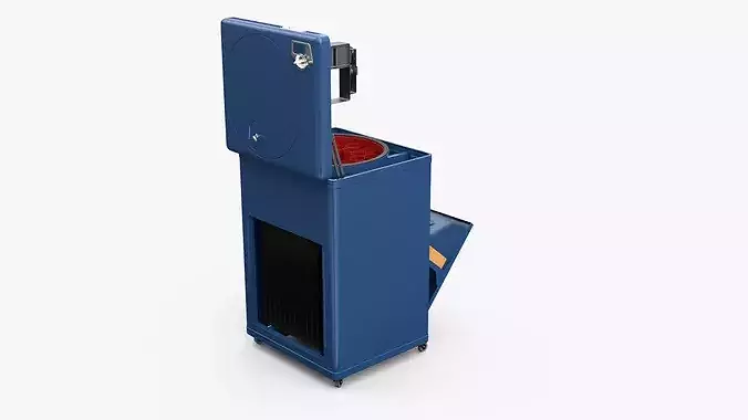 Retro Chest-Type Beverage Cooler with Rotating Rack Blue 3D model 4