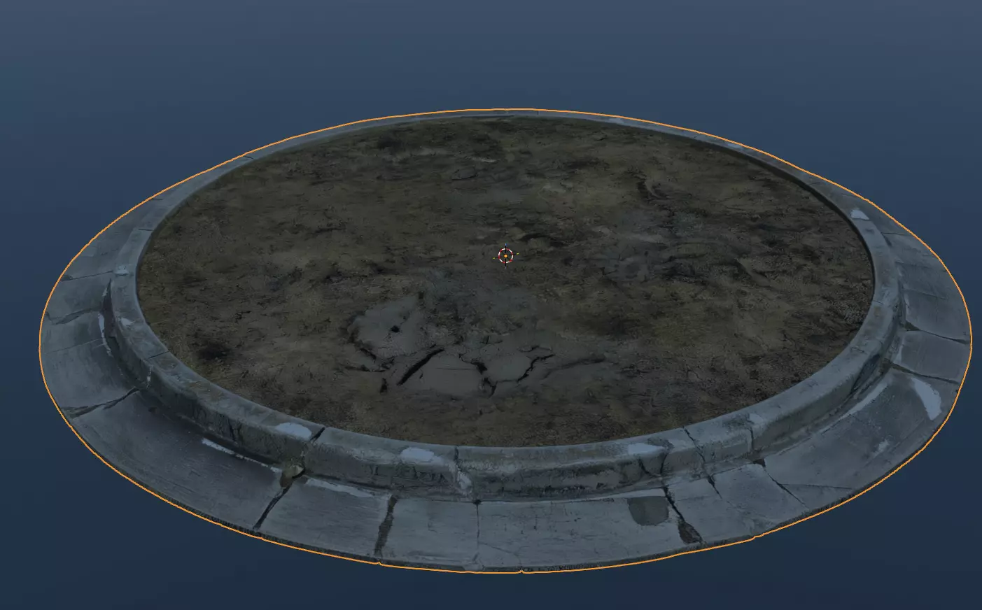 Cracked Stone Fountain Base Roundabout Low-poly 3D model