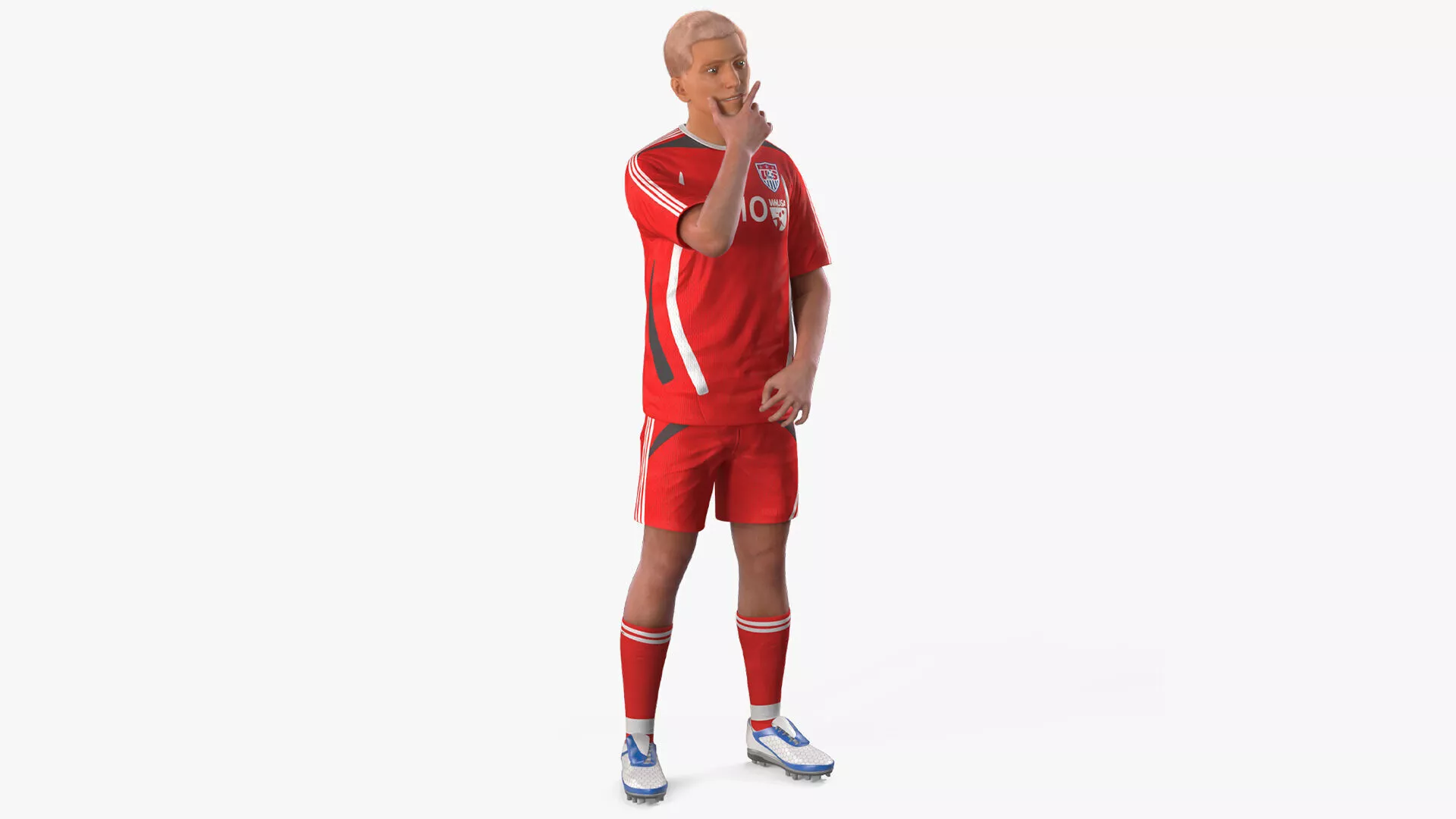 Soccer Player in Red Uniform Fur Rigged 3D model