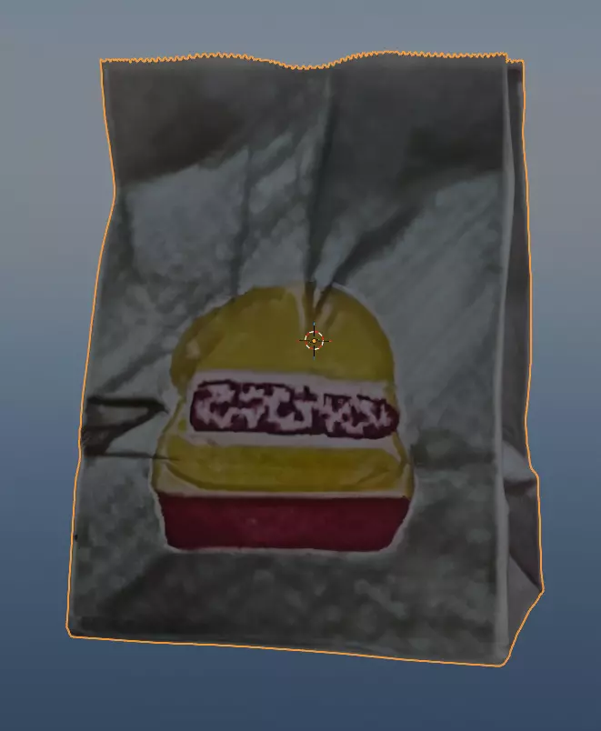 Greasy Fast Food Paper Bag with Burger Logo Low-poly 3D model