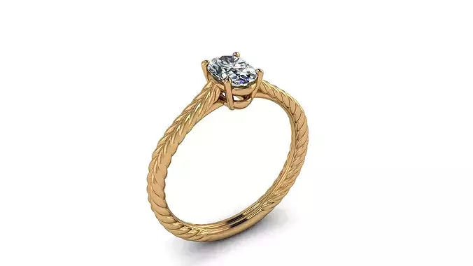Model 1355 Solitaire Rope Weeding Ring Oval Diamond 6 US size