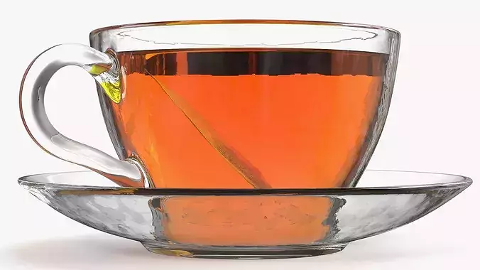 Brewed Tea Bag in Glass Mug 3D model 5