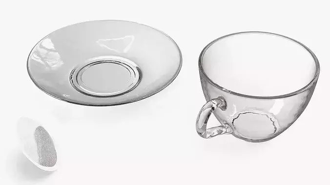 Brewed Tea Bag in Glass Mug 3D model 6