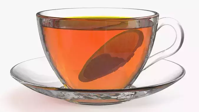 Brewed Tea Bag in Glass Mug 3D model 4