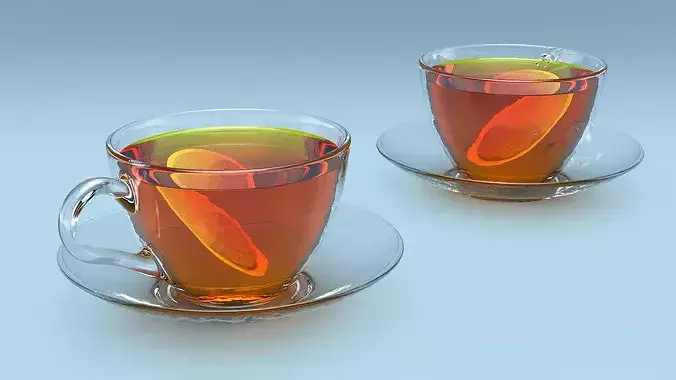 Brewed Tea Bag in Glass Mug 3D model 3