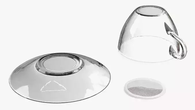 Brewed Tea Bag in Glass Mug 3D model 7