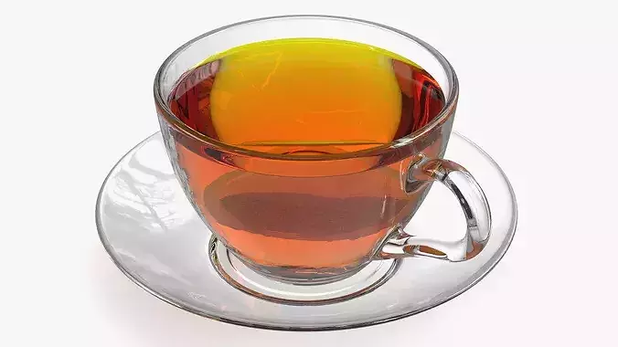 Brewed Tea Bag in Glass Mug 3D model