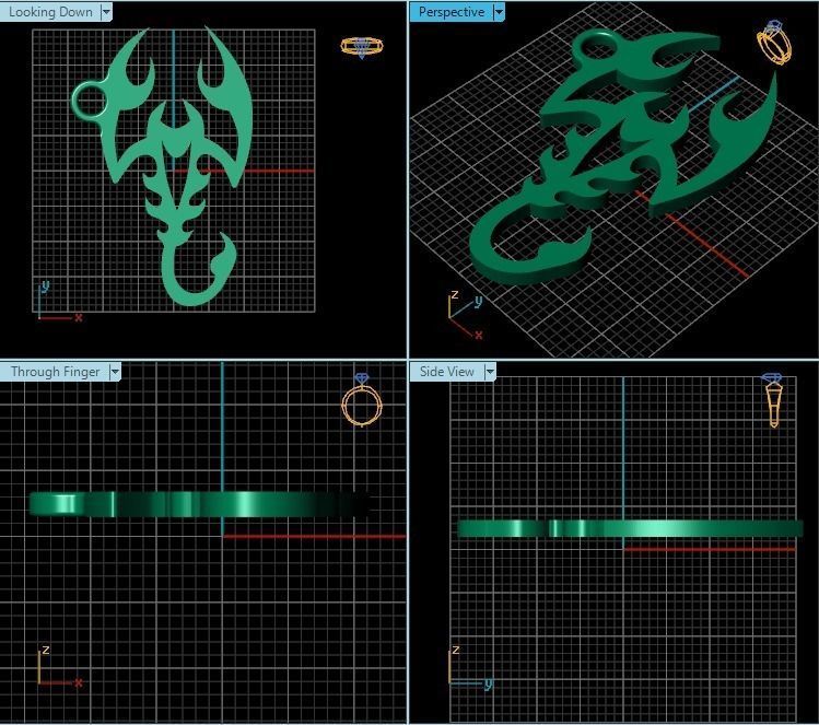 Pendant gold scorpion 3D print model_2