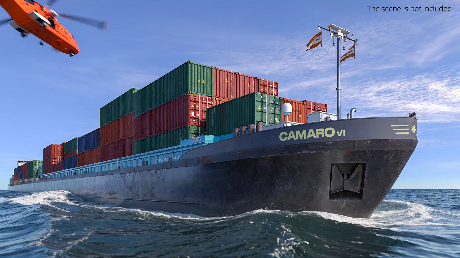 Camaro V Long Cargo Vessel Dutch Flag Gray Rigged for Cinema 4D 3D model
