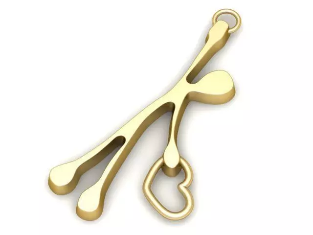 Pendant gold with heart 3D print model_0