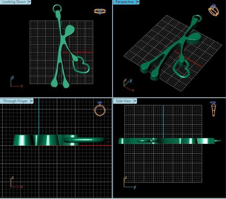 Pendant gold with heart 3D print model_2