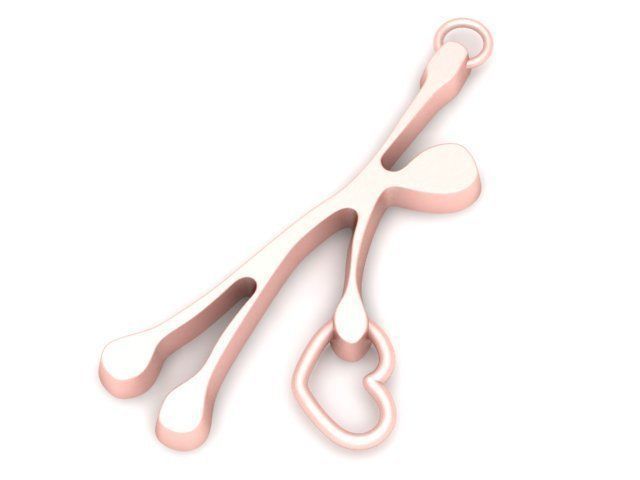 Pendant gold with heart 3D print model_1