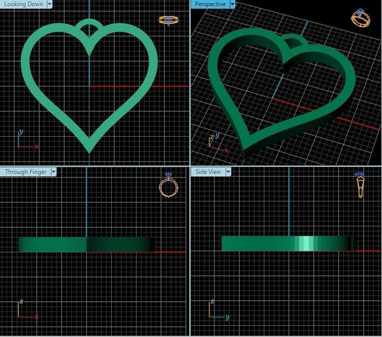 Pendant gold heart shape 3D print model_2