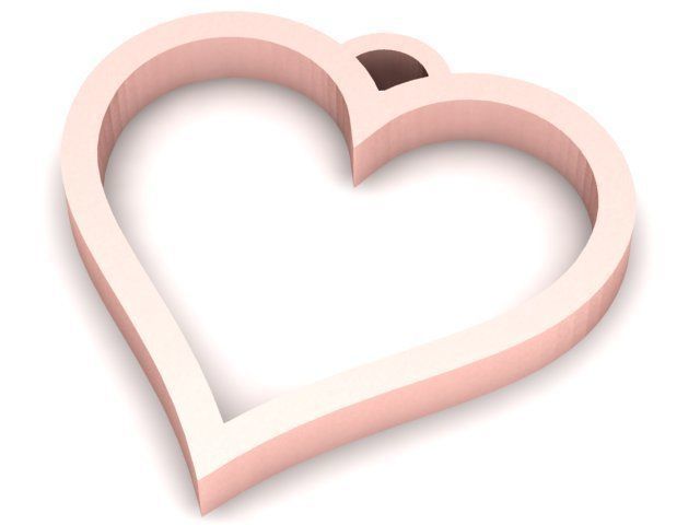 Pendant gold heart shape 3D print model_1