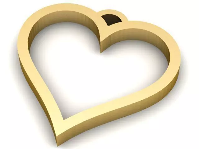 Pendant gold heart shape 3D print model_0