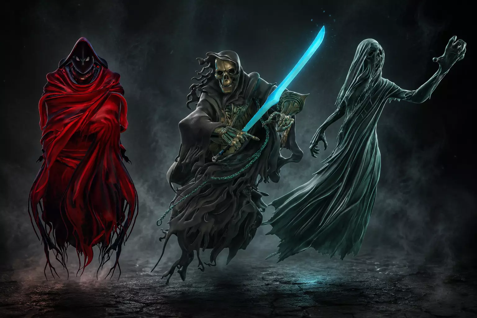 Wraiths and Specters - 3 Undead Ghost Models - Necropolis 3D model
