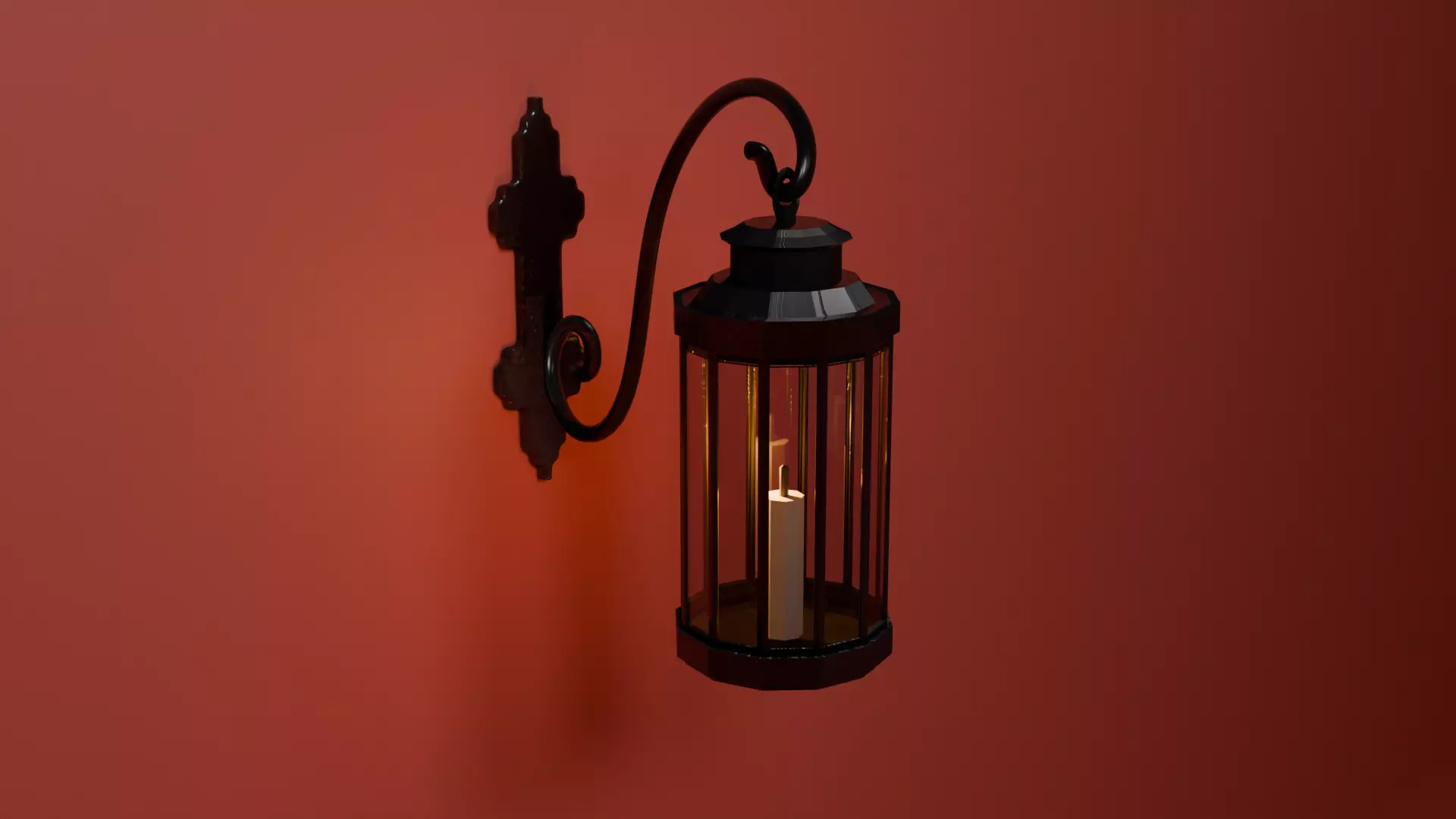 Stylized Medieval Wall Lantern with Candle - Game Ready Free low-poly 3D model
