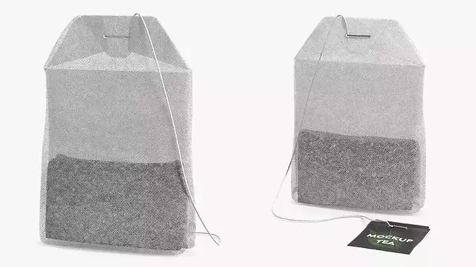 Mockup Classic Tea Bag with String and Label 3D model 4