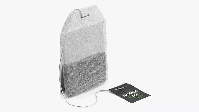 Mockup Classic Tea Bag with String and Label 3D model