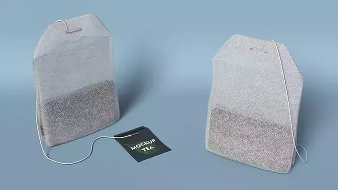 Mockup Classic Tea Bag with String and Label 3D model 3