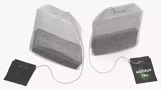 Mockup Classic Tea Bag with String and Label 3D model 5