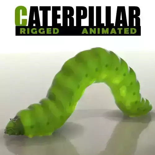 Green Caterpillar Low-poly 3D model