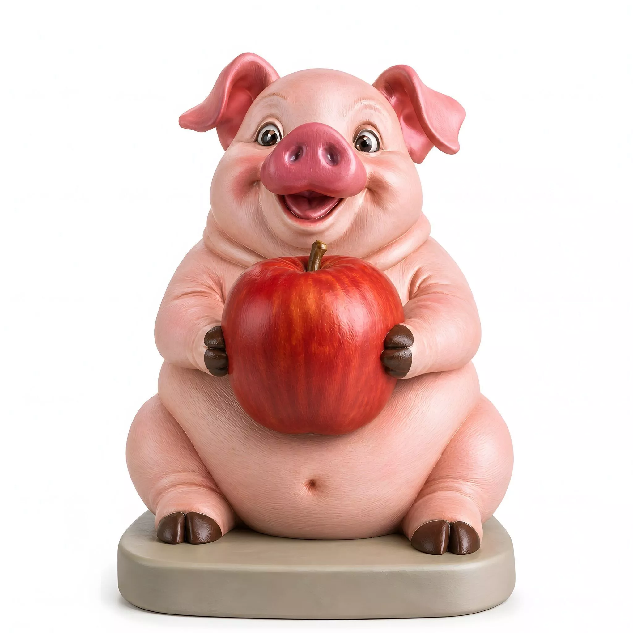 Gluttonous Pig with Apple 3D Print Model 3D print model