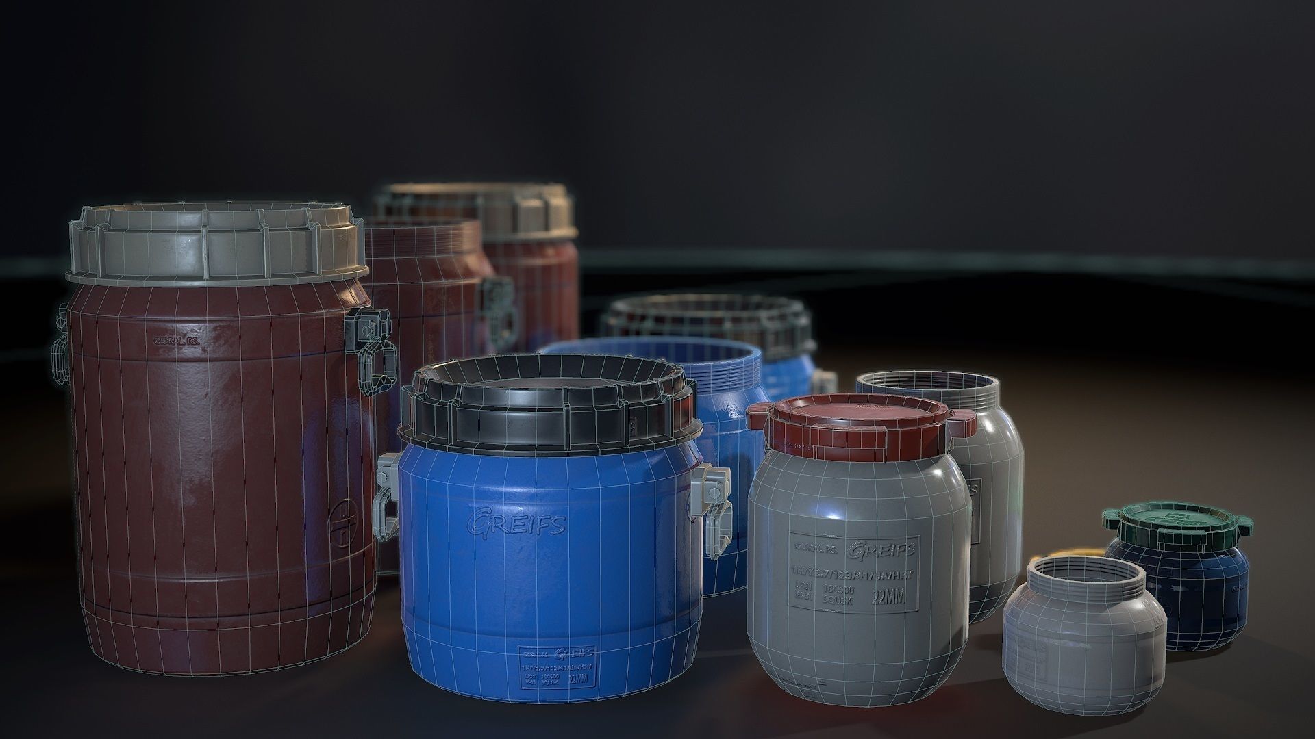 Plastic Barrels - Game ready props Low-poly 3D model_3