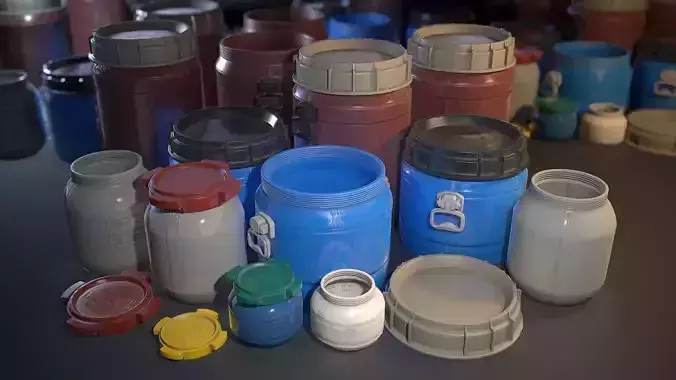 Plastic Barrels - Game ready props