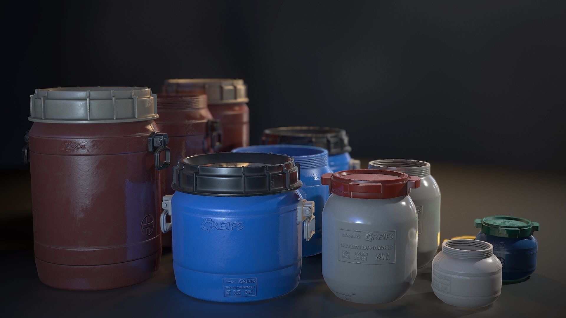 Plastic Barrels - Game ready props Low-poly 3D model_2