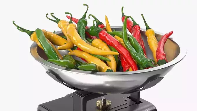 Analog Kitchen Scale with Chili Peppers Black 3D model 6