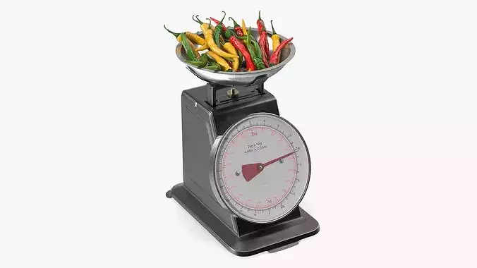 Analog Kitchen Scale with Chili Peppers Black 3D model