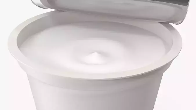Yogurt in Glass with Foil Folded Back White 3D model 5
