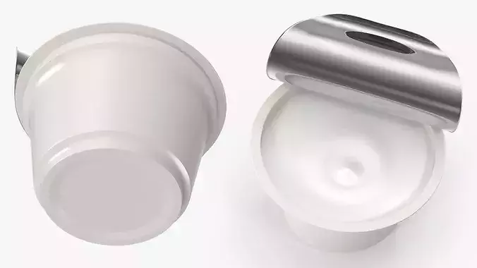 Yogurt in Glass with Foil Folded Back White 3D model 4