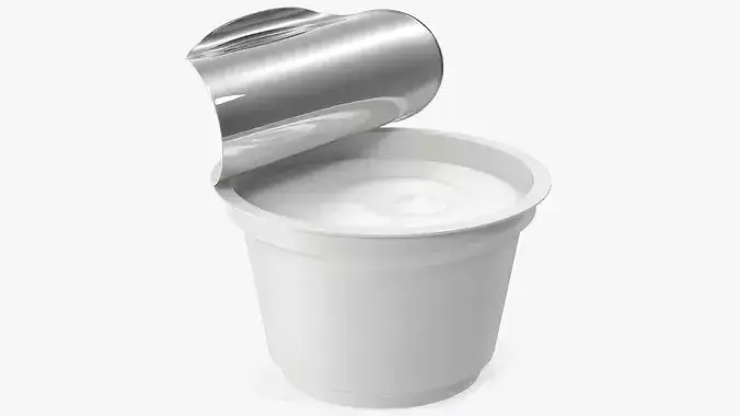 Yogurt in Glass with Foil Folded Back White 3D model