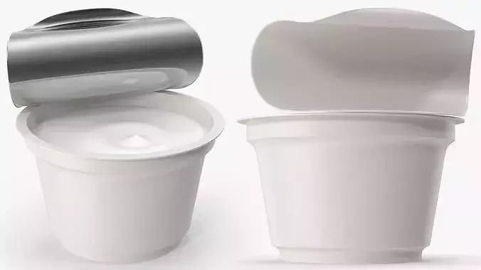 Yogurt in Glass with Foil Folded Back White 3D model 3