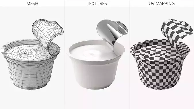 Yogurt in Glass with Foil Folded Back White 3D model 6