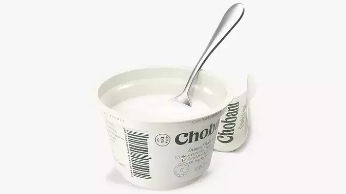 Chobani Greek Yogurt Cup with Spoon White 3D model