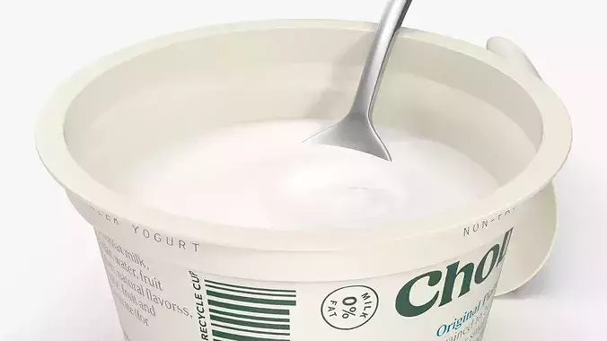 Chobani Greek Yogurt Cup with Spoon White 3D model 7