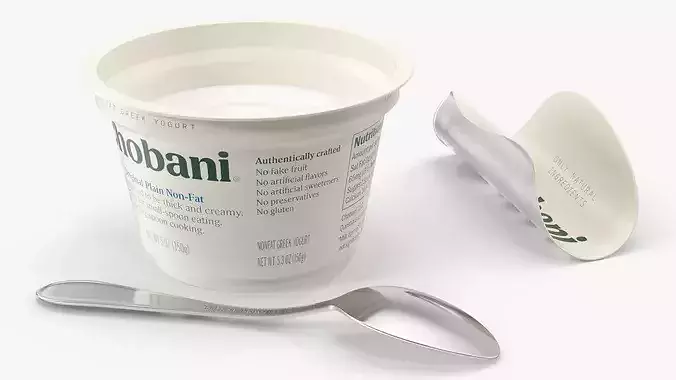 Chobani Greek Yogurt Cup with Spoon White 3D model 5
