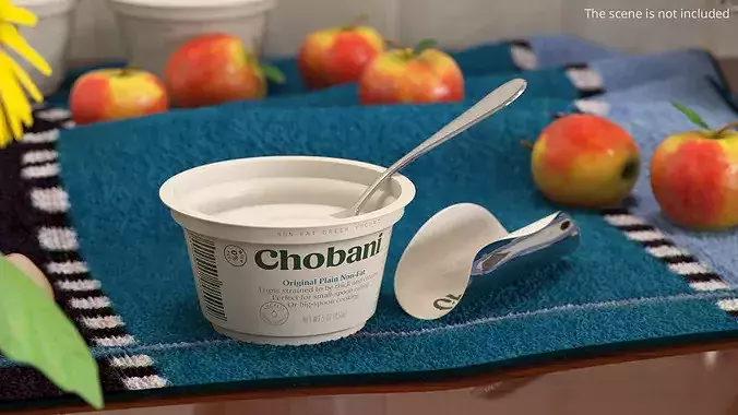 Chobani Greek Yogurt Cup with Spoon White 3D model 2