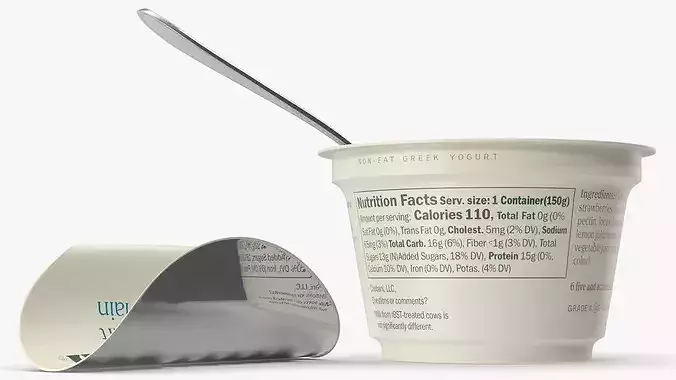 Chobani Greek Yogurt Cup with Spoon White 3D model 4