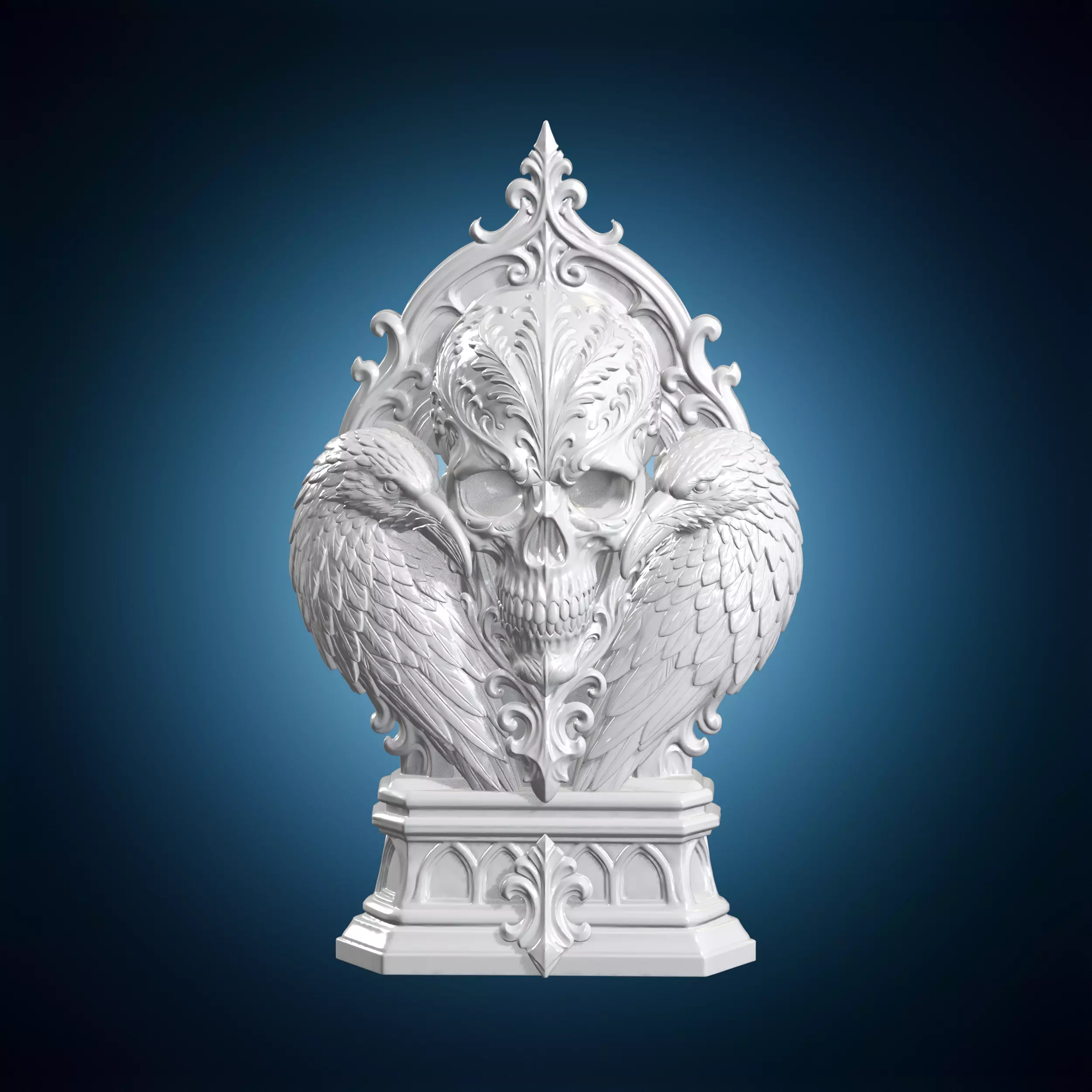 Raven Reliquary Gothic Skull 3D Print Model 3D print model