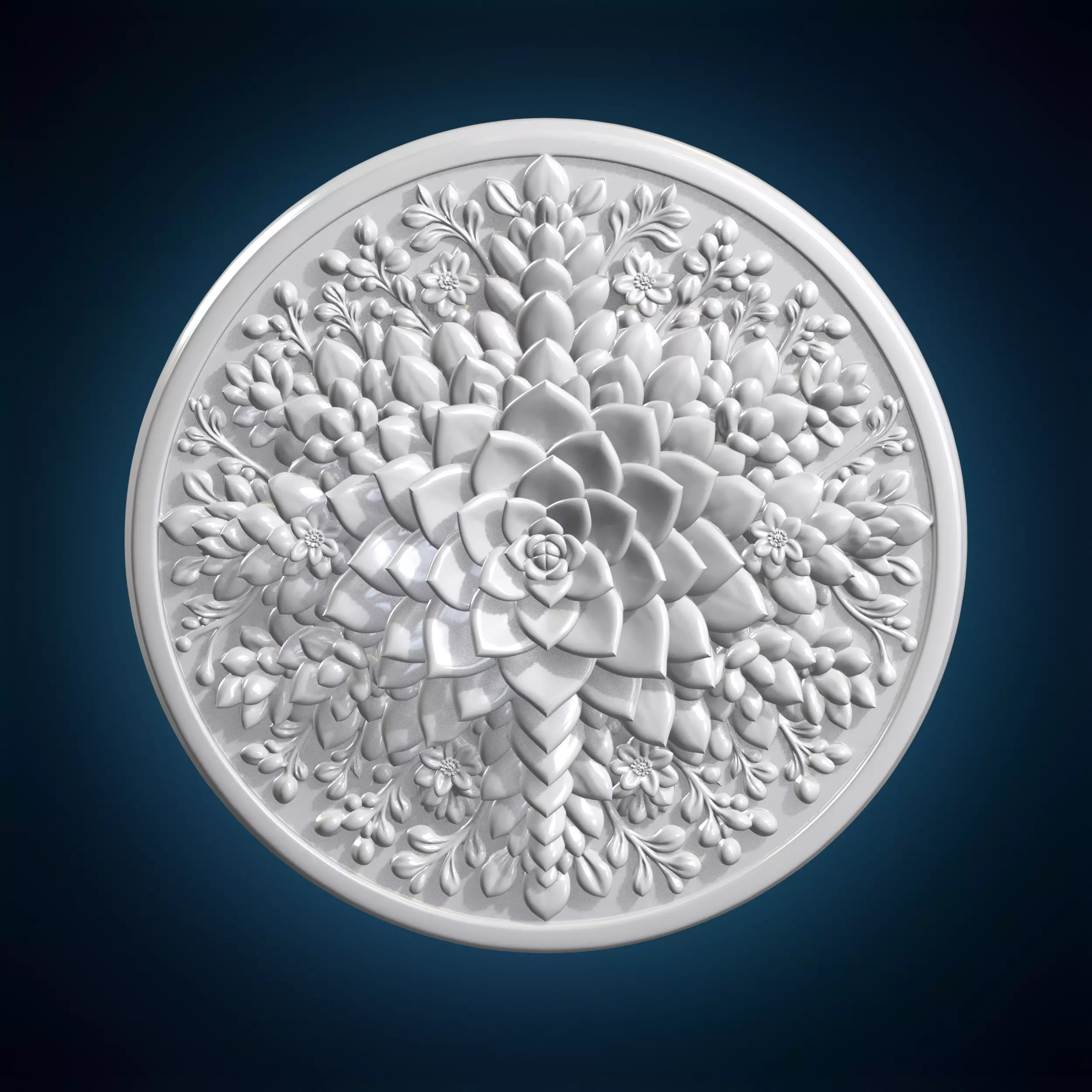 Succulent Garden Mandala 3D Printable Wall Art 3D print model