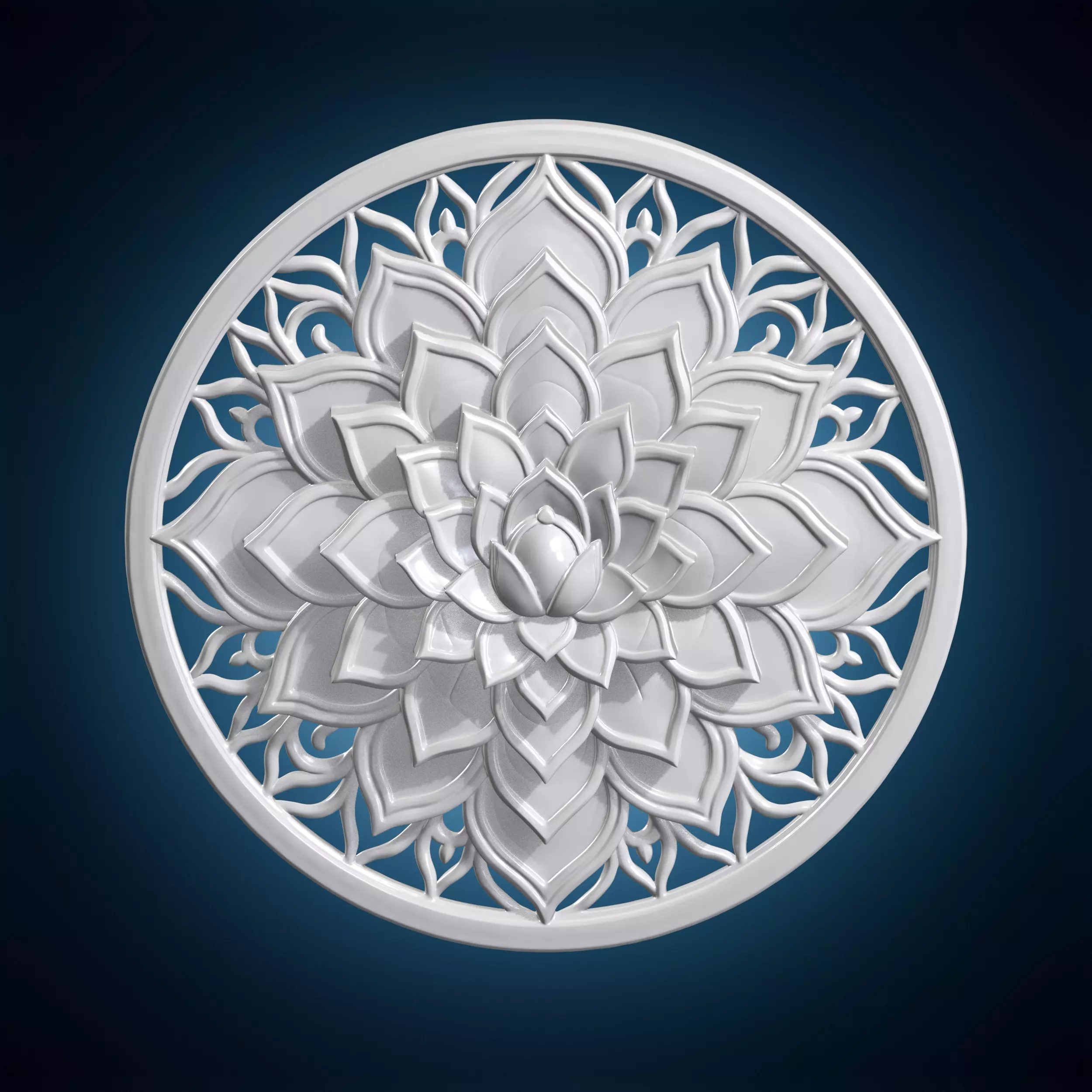 Radiant Lotus Mandala 3D Printable Wall Art 3D print model