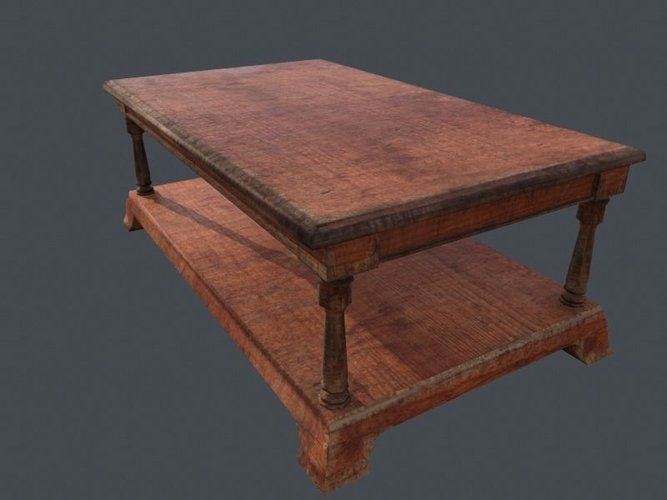 Old wooden table Free low-poly 3D model